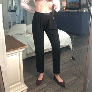 Draped front high waisted ankle slacks